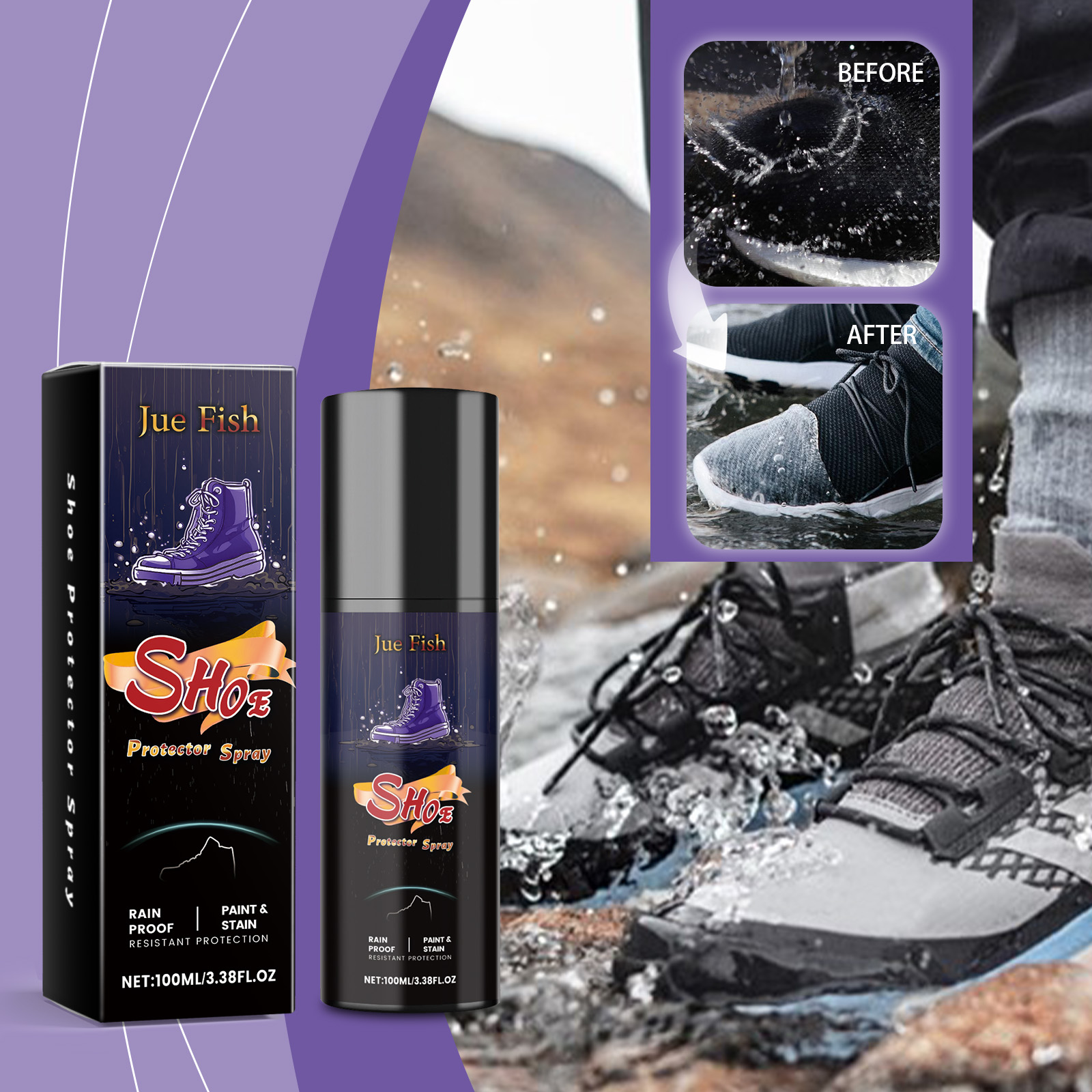 Sneaker Protector Spray - 100ml 靴用防水スプレー ナノ効率的で油汚れやカビを防ぎ、長持ちする防水保護 高い通気性